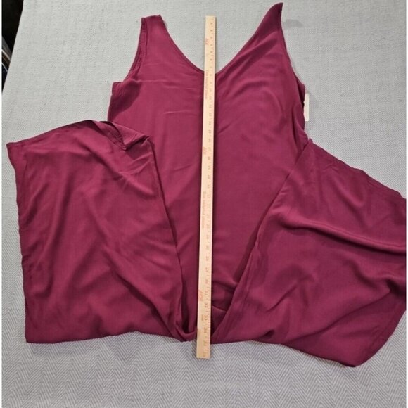 Aux Moda Italian Viscose Jumpsuit Women's Size XL Rose Red Wide Leg Loungewear - Picture 10 of 12